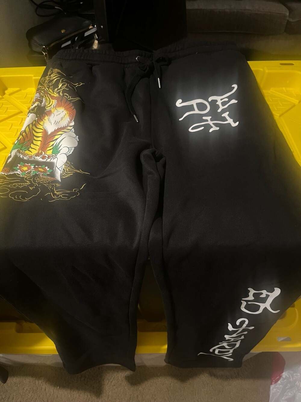 Brand new Ed Hardy Tiger Graphic jogger/sweatpantsBlack Size L & XL 50$ each you